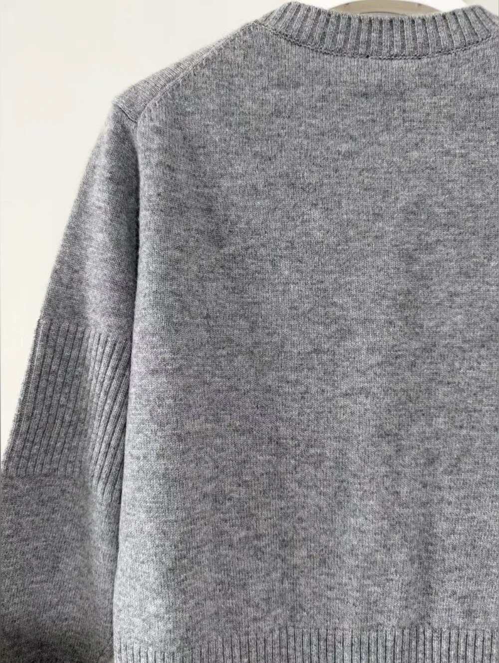 Chanel Gray Crewneck Cashmere Blend Cardigan Sweater